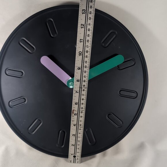 IKEA Slipsten Wall Clock Black Purple Green Pop Art Minimalist 13 3/4" Modern - Picture 10 of 13